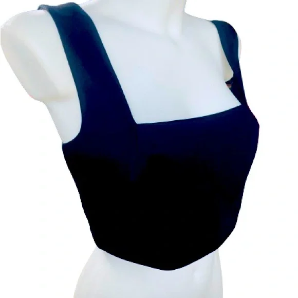 Marciano Jet Black Sleeveless Gold Back Zip Cut Out Top Size Medium Like New - Picture 3 of 13